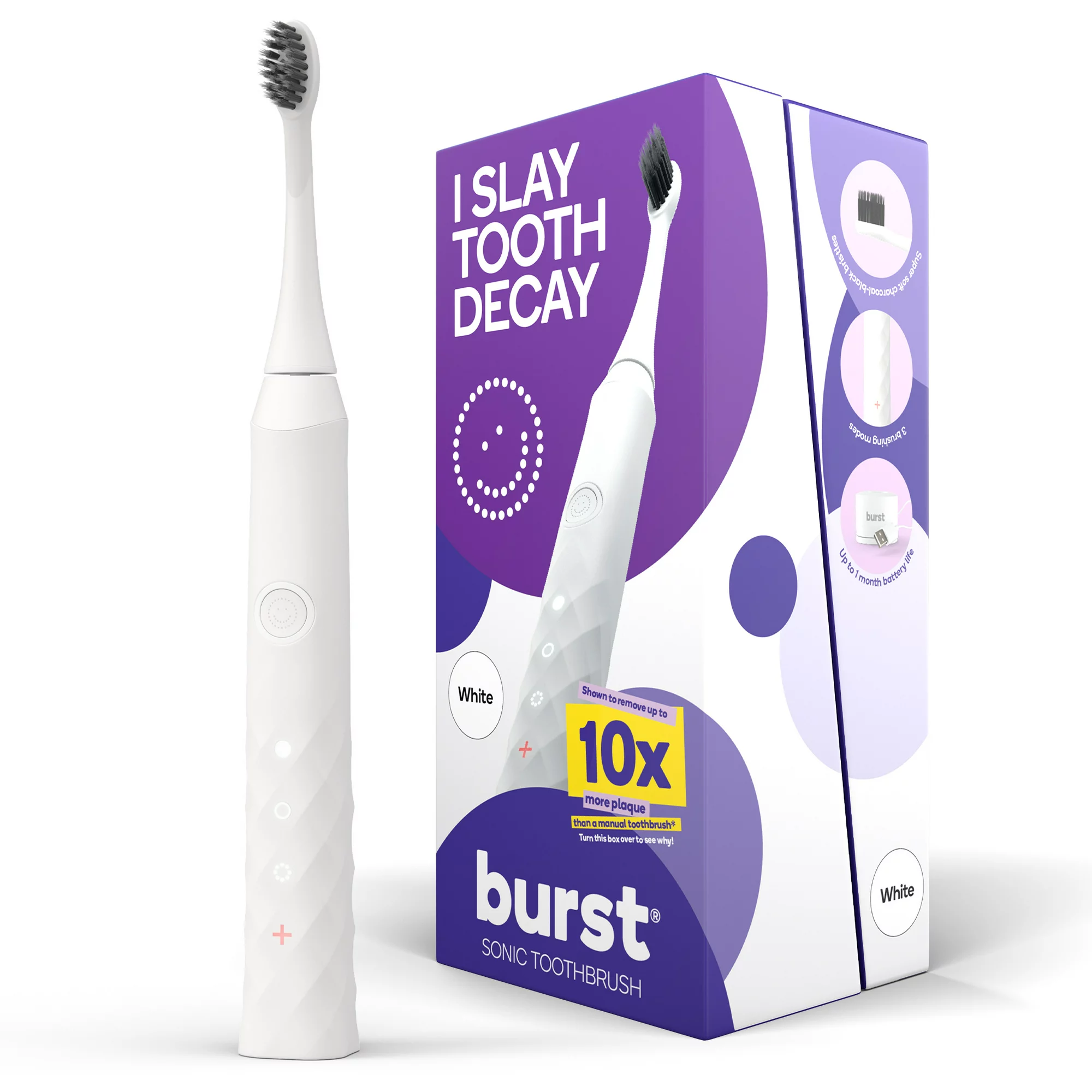 Burst Sonic Electric Toothbrush, 3 Modes, Soft Charcoal Bristles - Электрическая зубная щётка — изображение 4