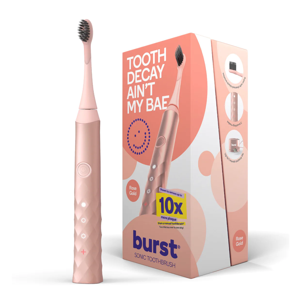Burst Sonic Electric Toothbrush, 3 Modes, Soft Charcoal Bristles - Электрическая зубная щётка — изображение 6